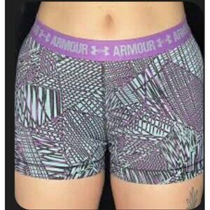 Under Armour Womens Printed Compression Shorts Purple/Blue Size XL Womens